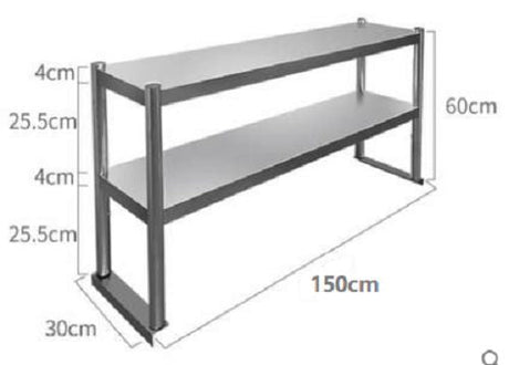Overbench shelve 2 tier 1200mmx300mmx600mm