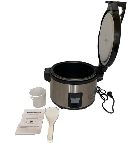 Commercial Rice Cooker 9L - Efficient and Reliable Kitchen Appliance - Includes Manual, Rice Spoon, and Measuring Jug